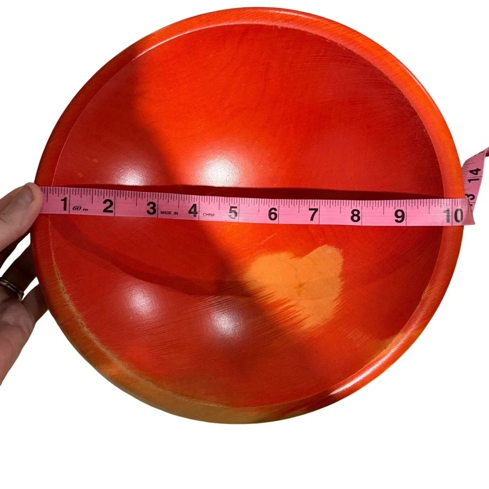 The Bowl Mill Granville Vermont‎ Red Wooden Serving Decorative Bowl 10.5 Inch